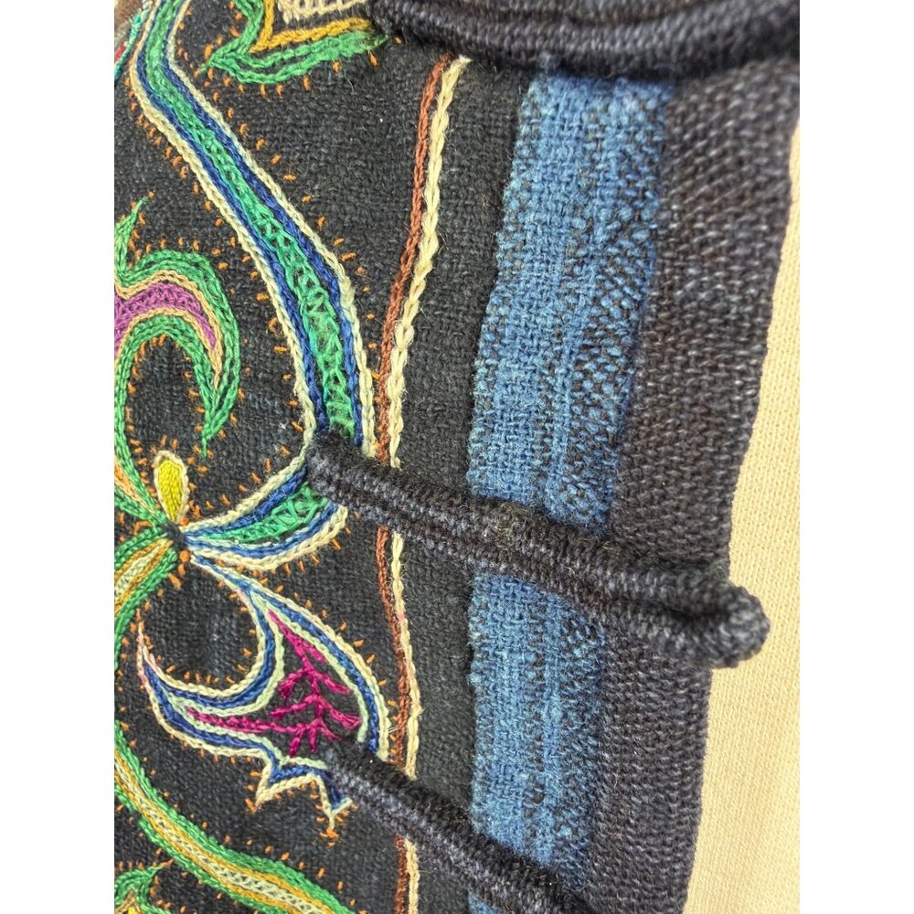 Vintage Hmong Handmade Indigo Jacket Embroidered Tribal OOAK Boho Artisan - Picture 9 of 16